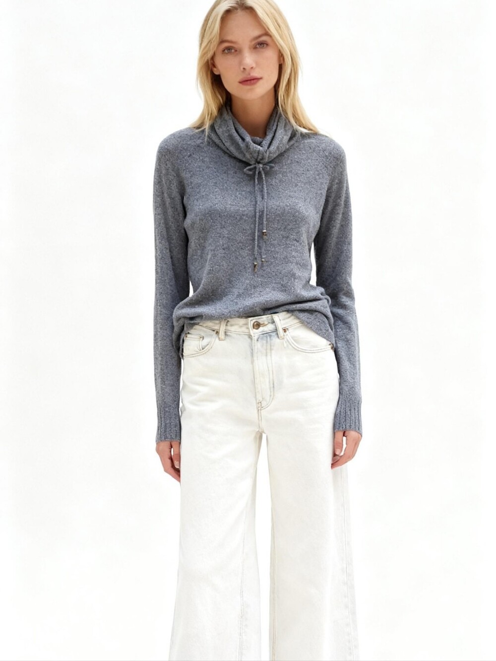 Cullen Cashmere Grey Cowl Neck Sweater Size S